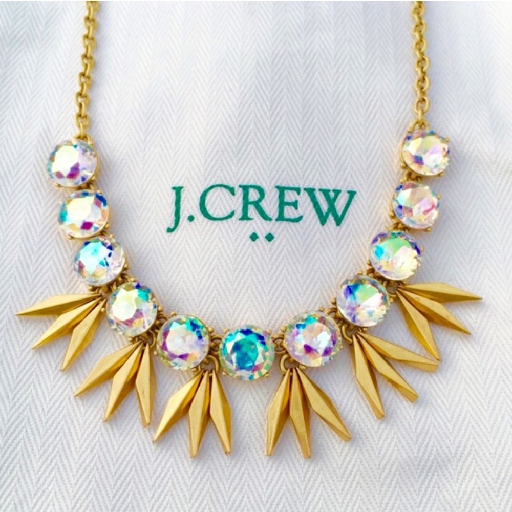 J Crew Iridescent Dot Gold Gemstone Necklace